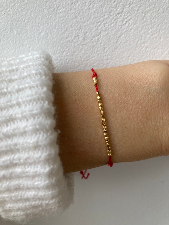 Silk red string bracelet. 24k gold vermeil red string . Pure silver red string bracelet. Silk friendship bracelet. Rose gold vermeil