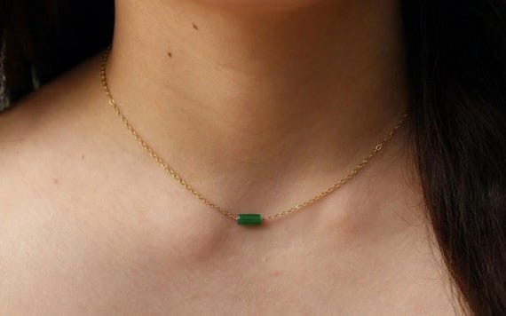 Dainty jade necklace. Necklace for abundance and good luck. Gold, silver, rose gold stainlesss steel.