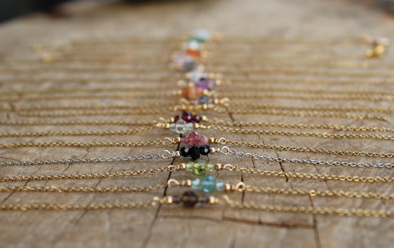 Dainty gemstone choker necklace. Aquamarine, carnelian,  moonstone, citrine, garnet, sunstone , smoky quartz.  Gold, rose gold, silver chain