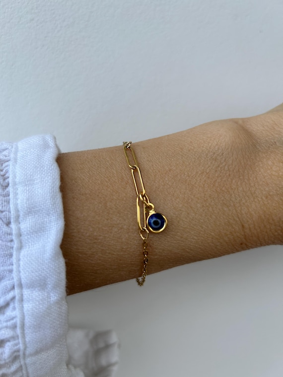 Evil eye bracelet. Stainless steel evil eye bracelet. Greek mati. Protection bracelet.