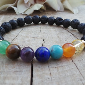 Mens 7 chakra bracelet. Chakra bracelet.  Lava rock bracelet. 7 chakra lava rock bracelet. Healing bracelet.