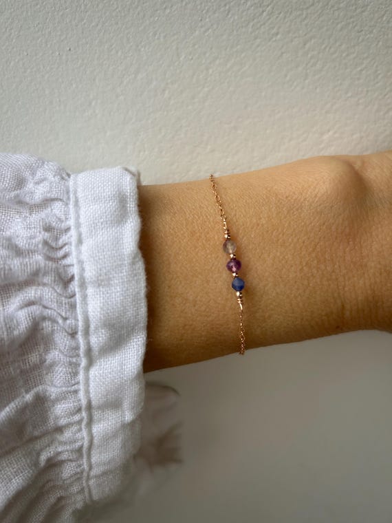 Sodalite, fluorite and amethyst bracelet. Aura protection bracelet. Block negative energy.  Gold filled/sterling silver