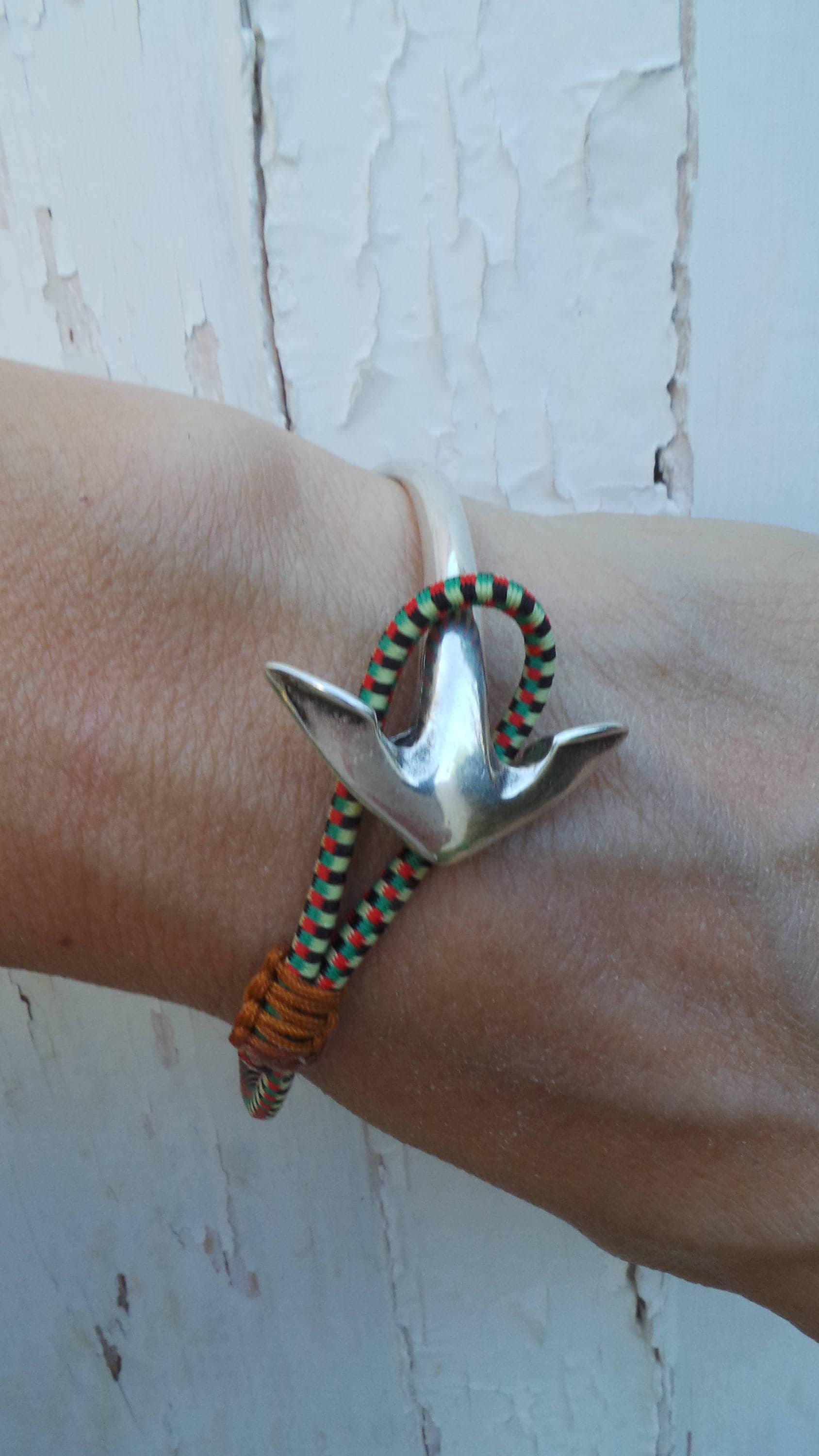 Mens anchor bracelet.Half anchor cuff bracelet. Half anchor bracelet