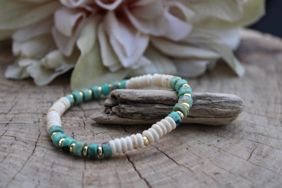 Mens beaded gemstone bracelet. Amazonite bracelet. Mens turquoise beaded bracelet. Stretch cord.