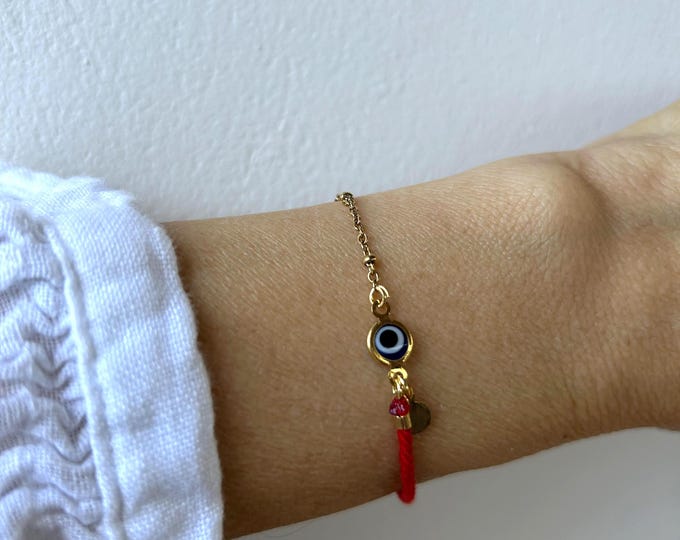 Red String Evil Eye Bracelet: Stainless Steel Protection Jewelry