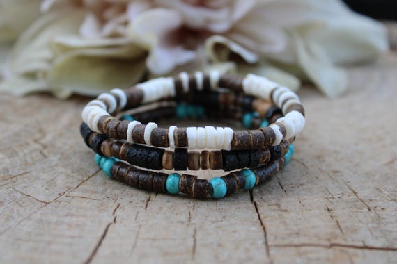 Mens bracelet set. Mens beaded bracelet. Bracelet stack. Surfer style bracelet. Mens stacking bracelets.Mens stretch bracelet. Boho bracelet