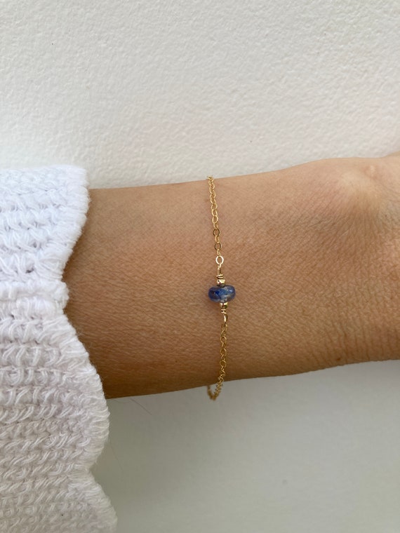 Blue kyanite bracelet. Blue gemstone. Gold filled, rose gold filled, sterling silver.