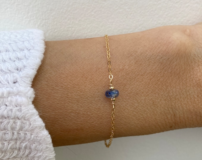 Blue kyanite bracelet. Blue gemstone. Gold filled, rose gold filled, sterling silver.