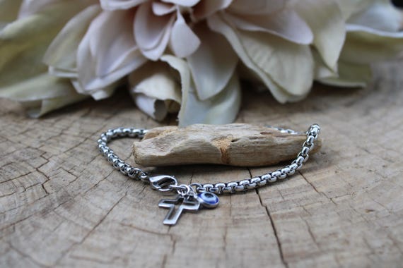 Evil eye and  Cross Bracelet for Men. Stainless steel cross bracelet. Stainless steel evil eye bracelet. Protection bracelet.