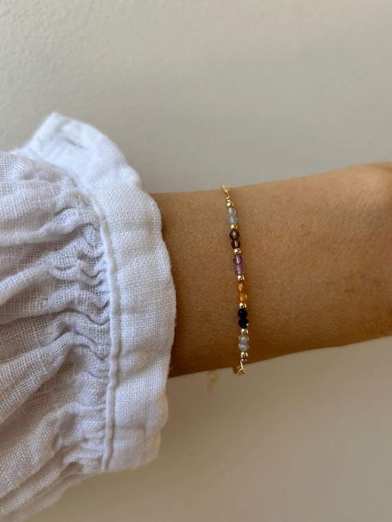 Travel protection crystal bracelet. Bracelet for travel. Travel protection. Crystal healing travel bracelet. Gold filled, sterling silver.