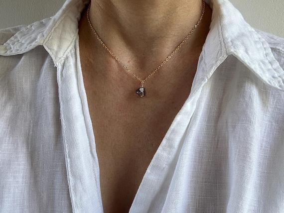 Raw smoky quartz nugget necklace. Smoky quartz crystal necklace. Block negativity. Gold, silver, rose gold chain.