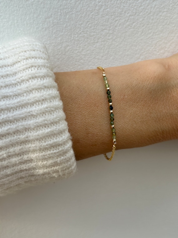 Green tourmaline bracelet. Ombre green tourmaline bracelet.  October birthstone. Gold filled/sterling silver/rose gold filled.