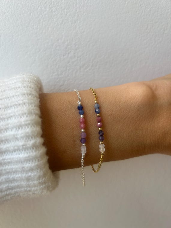 Menopause support bracelet.Sodalite, rhodonite, lepidolite and moonstone bracelet.  Gold filled, sterling silver