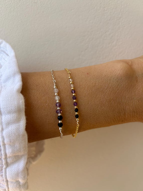 Empath protection bracelet. Aura shield. Black tourmaline, rose quartz and amethyst.  Block negativity. Gold filled/sterling silver
