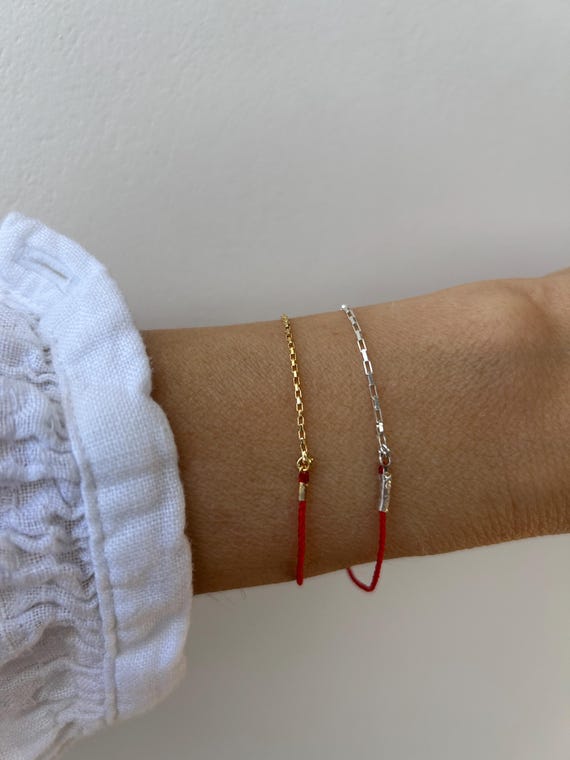 Red String of Fate Bracelet: Gold Filled or Sterling Silver Protection Cord