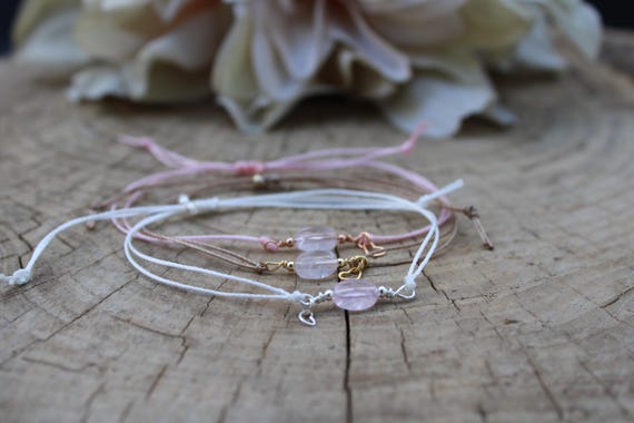 Rose quartz cord bracelet. Fertility support bracelet. Heart stone, healing crystal, self love.