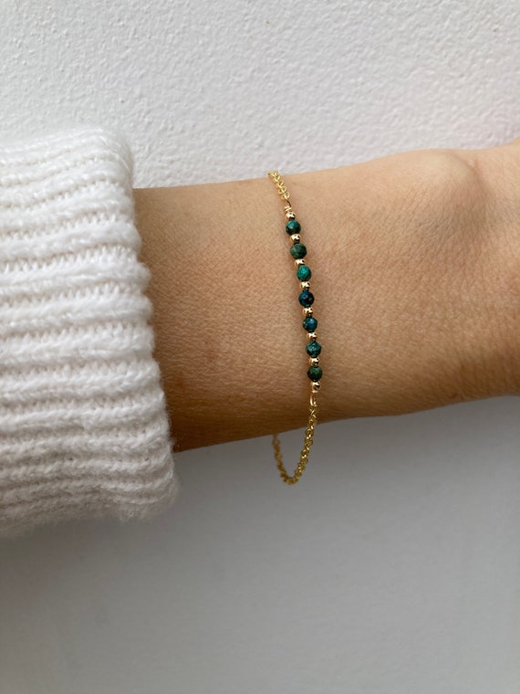 Dainty chrysocolla bracelet. Emotional healing.  Gold filled/ sterling silver chrysocolla bracelet.