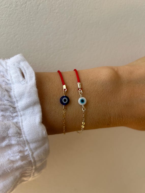 Evil eye and red string bracelet. Evil eye bracelet, Red string bracelet. Gold filled, sterling silver.