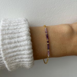 Dainty Gold Filled Amethyst Bracelet: February Birthstone