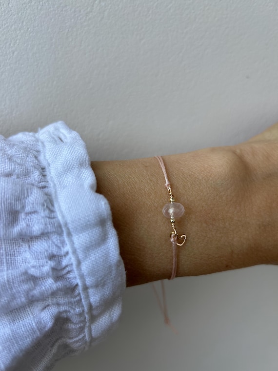 Fertility support cord bracelet. Rose quartz cord bracelet. Heart stone.   Self love, unconditional love.