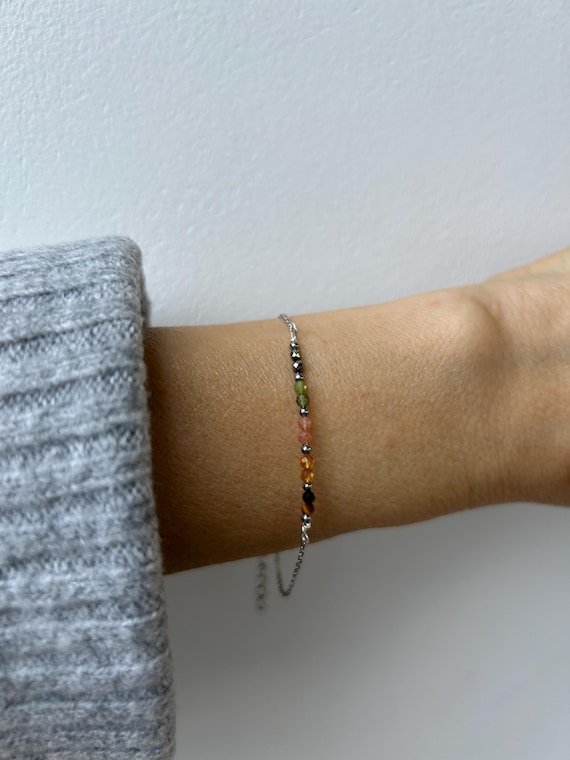 Bracelet for abudance, protection and positivity,  Tiger's eye, citrine, sunstone, green jade, pyrite bracelet. Gold filled/sterling silver