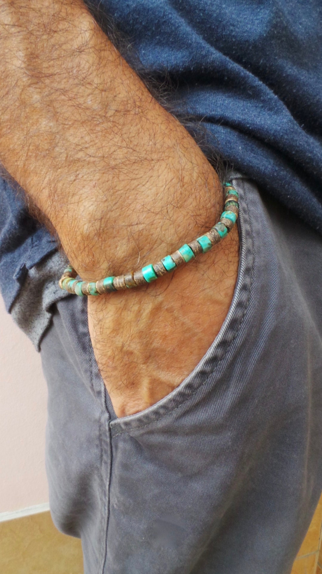 Mens bracelet. Mens surfer style bracelet. Mens beaded bracelet. Mens