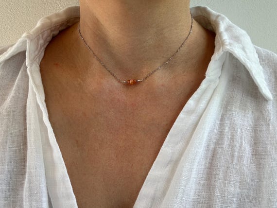 Sunstone choker necklace.  Sunstone crystal necklace. Positivity, optimism, vitality. Gold , silver, rose gold chain.