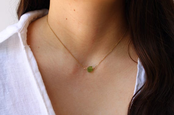 Peridot necklace. Peridot necklace. August birthstone. Green peridot.