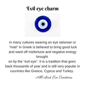 Evil eye and cross bracelet. Evil eye bracelet. Sideways cross bracelet. Greek mati and cross bracelet. Protection. Silver chain image 2