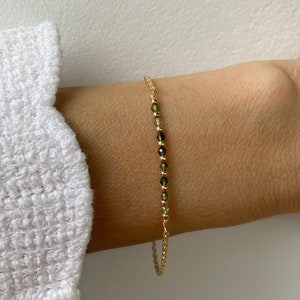 Green tourmaline bracelet. Dainty tourmaline bracelet.  October birthstone. Gold filled/sterling silver/rose gold filled.
