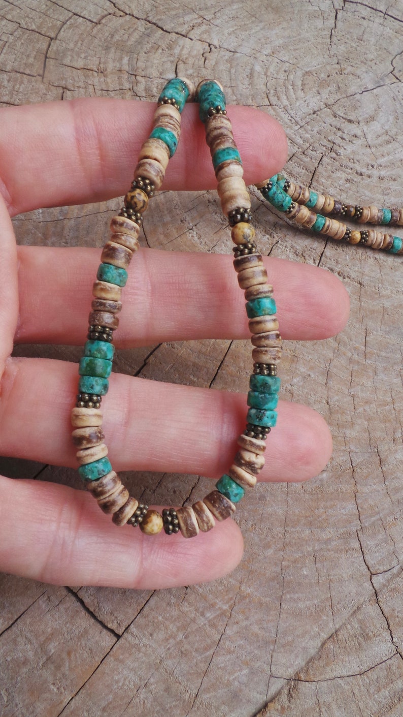 Mens Gemstone Necklace. African Turquoise and Jasper Necklace. Etsy
