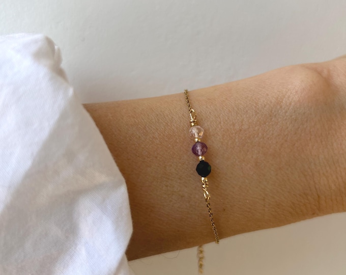 Empath Protection Bracelet, Black Tourmaline, Amethyst, Rose Quartz