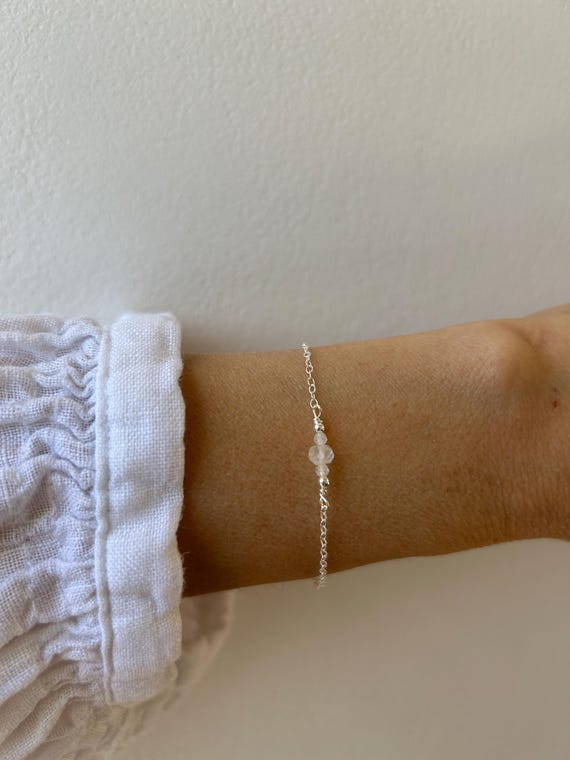Dainty moonstone bracelet. Gold filled/Rose gold filled/ sterling silver moonstone bracelet. June birthstone . Hormonal balance.