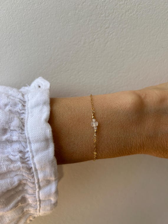 Dainty moonstone bracelet. Gold filled/Rose gold filled/ sterling silver moonstone bracelet. June birthstone . Hormonal balance.