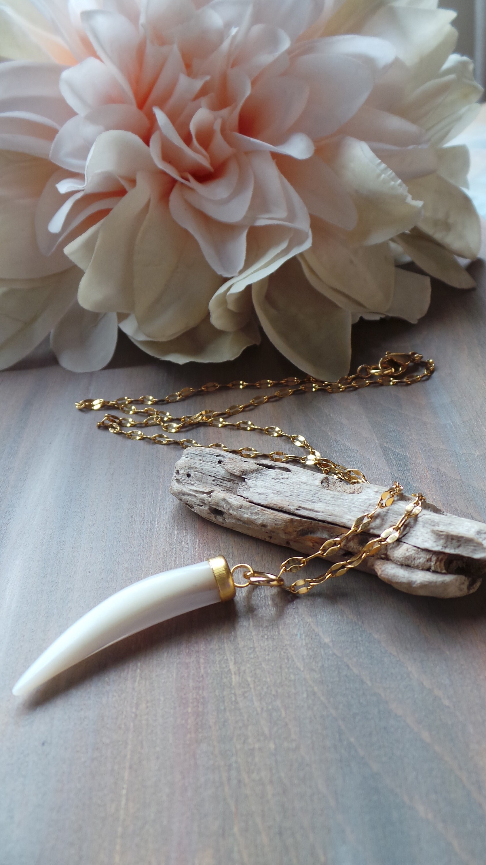 Horn necklace. Shell horn necklace. Layering necklace. Boho necklace