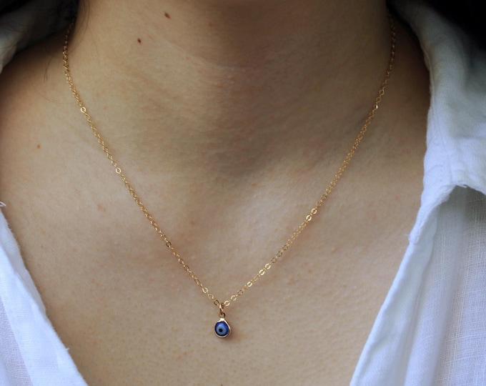 14k Gold Filled Evil Eye Necklace, Greek Protection Jewelry