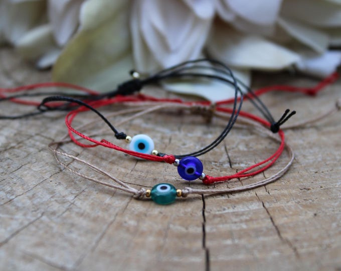 Evil eye bracelet. Evil eye cord bracelet. Evil eye string bracelet. Stacking bracelet. Protection bracelet. Greek mati bracelet.