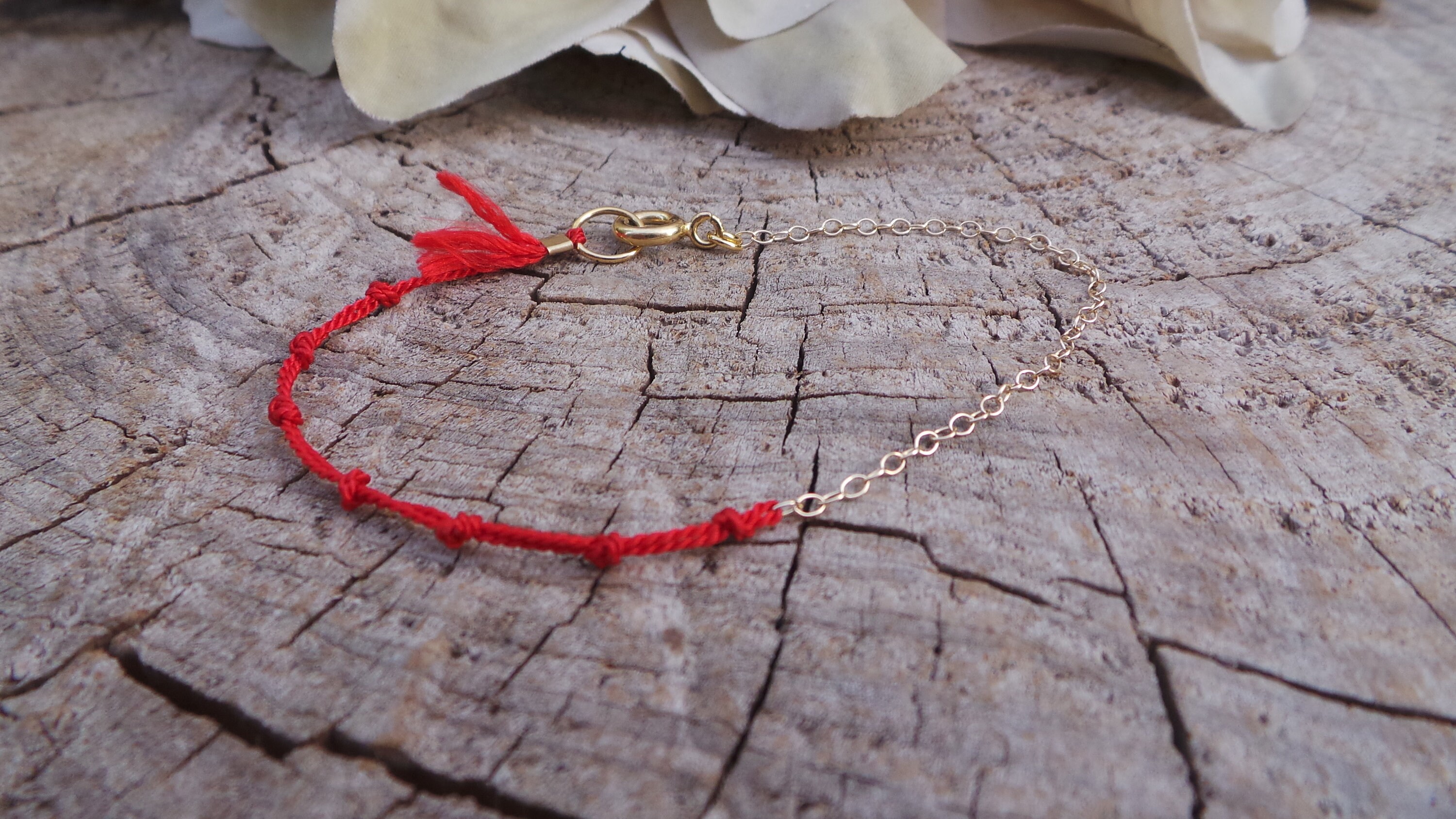 Red string bracelet. Red string of fate bracelet. Red string silk