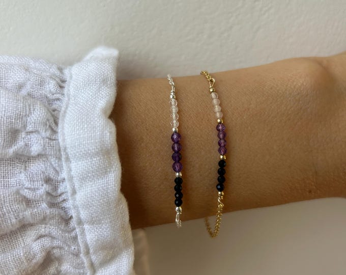 Empath protection bracelet. Aura shield. Black tourmaline, rose quartz and amethyst.  Block negativity. Gold filled/sterling silver