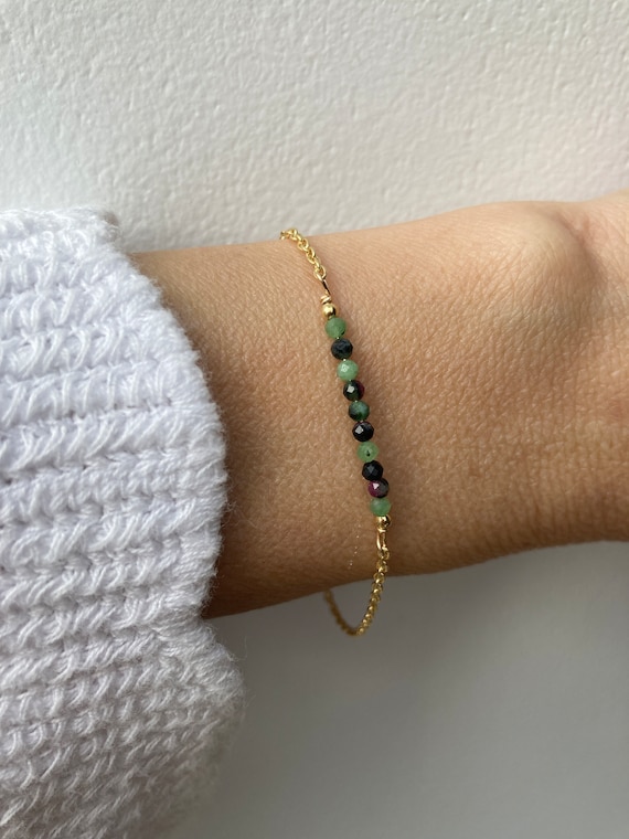 Ruby in zoisite bracelet.  Gold filled ruby in zoisite bracelet. July birthstone bracelet. Gold filled/Rose gold/sterling silver