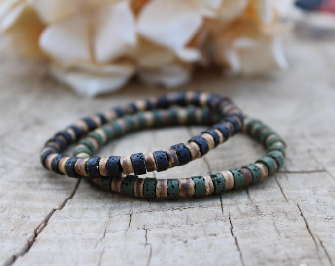 Mens lava rock bracelet. Beaded lava rock bracelet. Bracelet for grounding and protection.  6mm beads