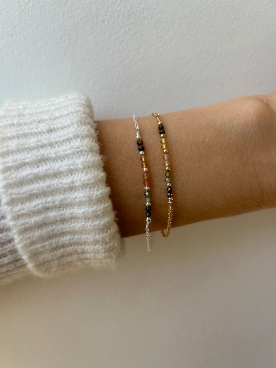 Bracelet for abudance, protection and positivity,  Tiger's eye, citrine, sunstone, green jade, pyrite bracelet. Gold filled/sterling silver