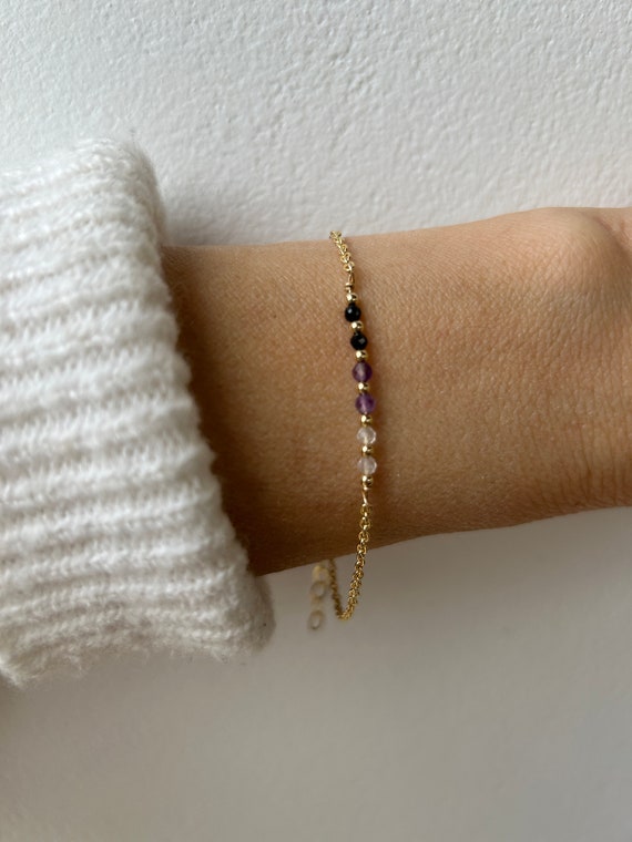 Empath protection bracelet. Aura shield. Black tourmaline, rose quartz and amethyst.  Block negativity. Gold filled/sterling silver