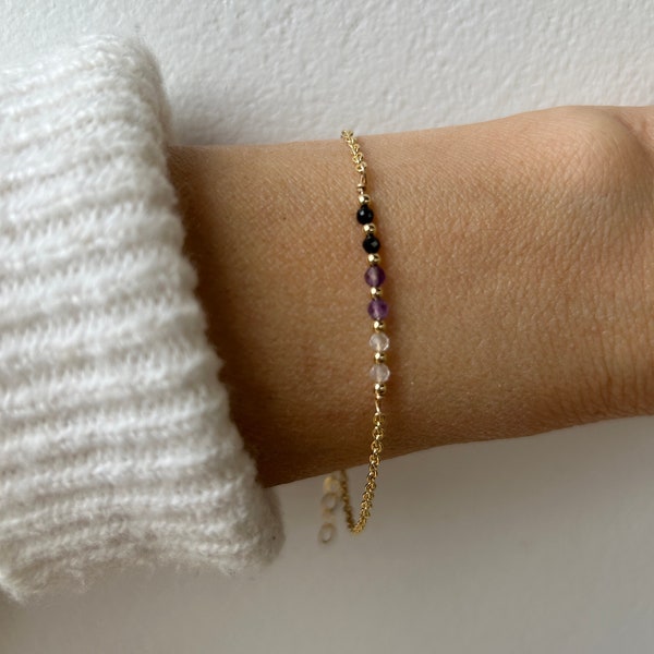 Empath protection bracelet. Aura shield. Black tourmaline, rose quartz and amethyst.  Block negativity. Gold filled/sterling silver