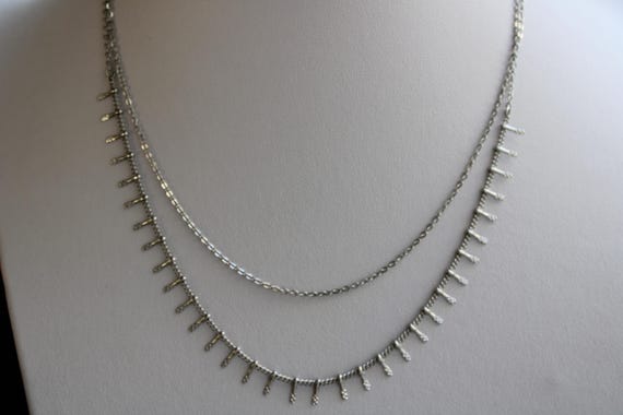 Layering boho necklace. Dangling bar drop necklace.  Beaded gold/silver chain necklace.   Minimalist necklace.