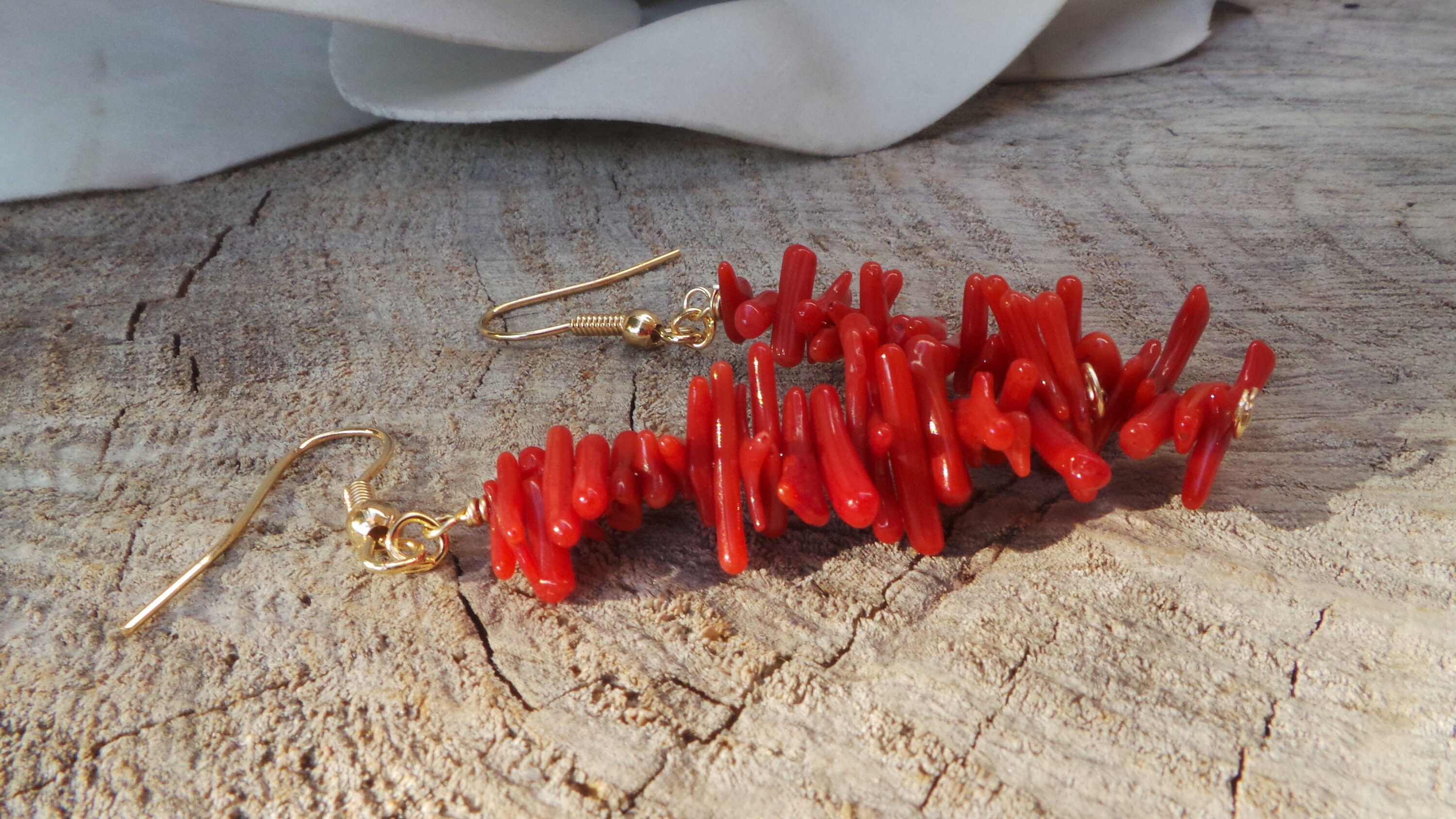 Coral earrings. Red coral earrings. Dangle earrings. Red earrings ...
