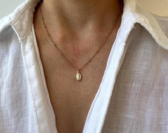 Dainty Virgin Mary Necklace: Stainless Steel Madonna Charm