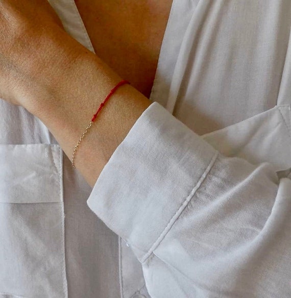 Red string bracelet. Red string of fate bracelet. Red string silk bracelet. Gold filled/sterling silver red string bracelet.