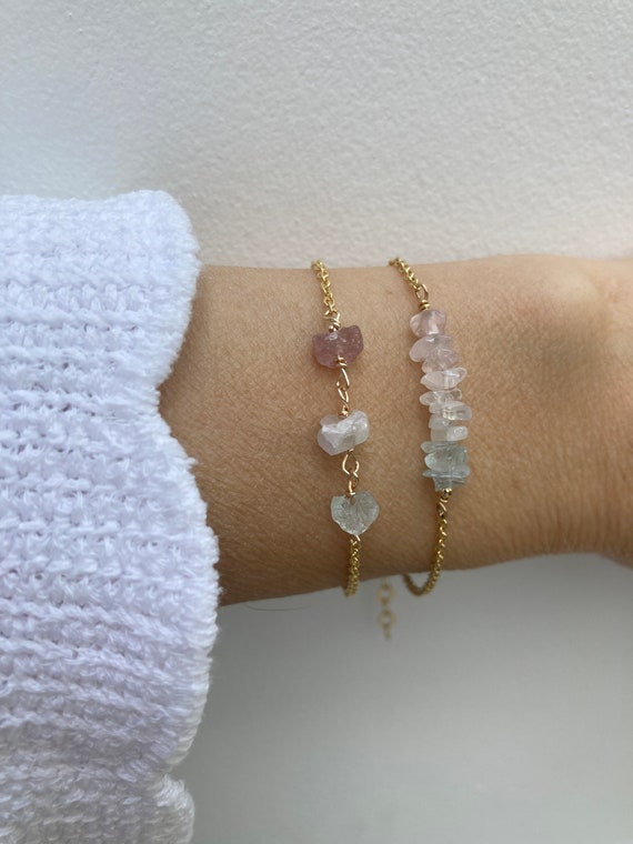 Fertility support bracelet. Rose quartz, moonstone and aquamarine bracelet. Gold filled/sterling silver bracelet. Mom to be bracelet.