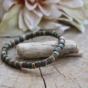 Mens lava rock bracelet. Beaded lava rock bracelet. Bracelet for grounding and protection.  6mm beads